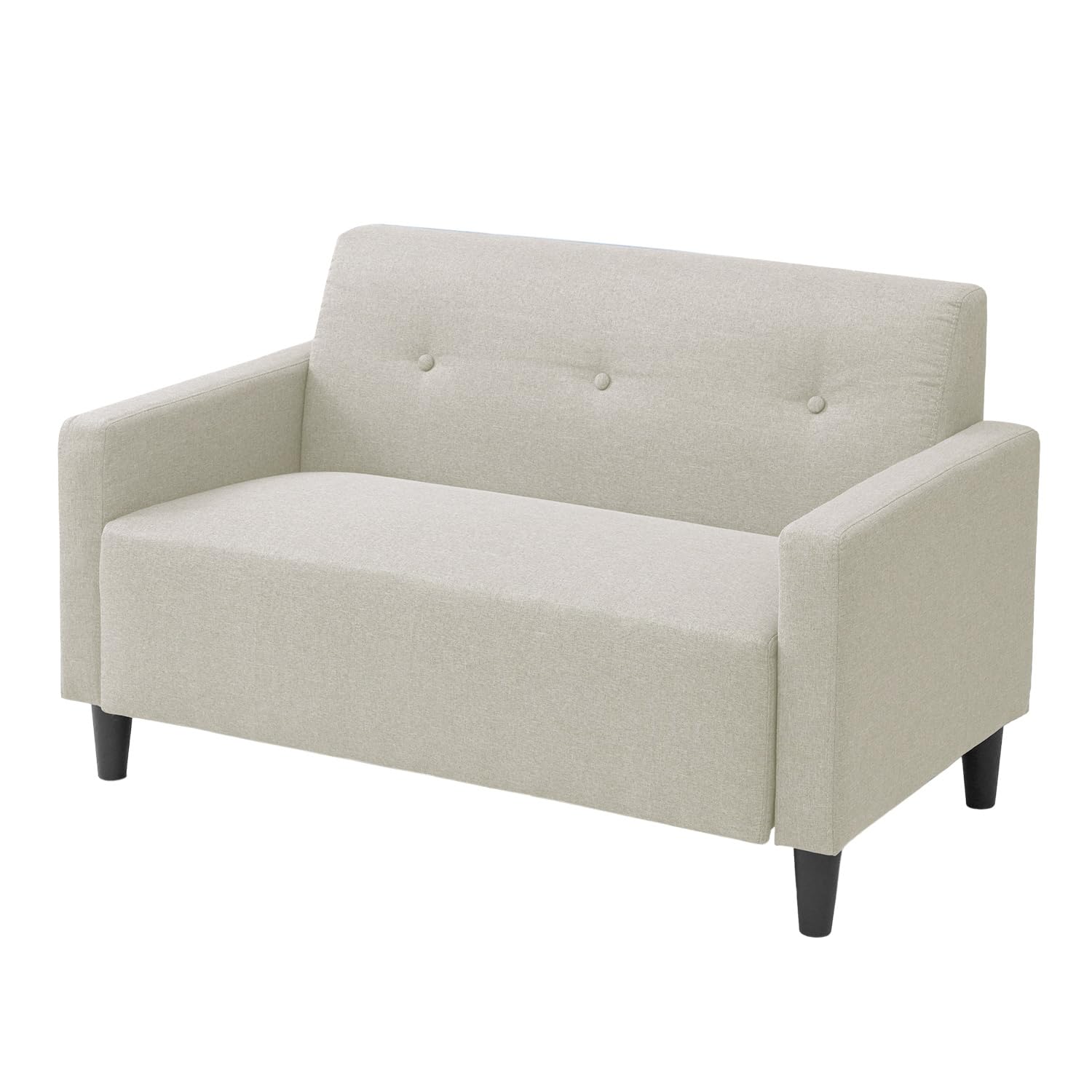 [山善] ソファ コンパクト 肘付き 幅113×奥行63×高さ68cm かんたん組立 一人暮らし シンプル おしゃれ アイボリー FLS-113 (IV)