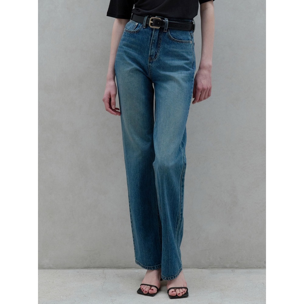 Ouie セミワイドブラシストレートデニムディープブルー OU1344