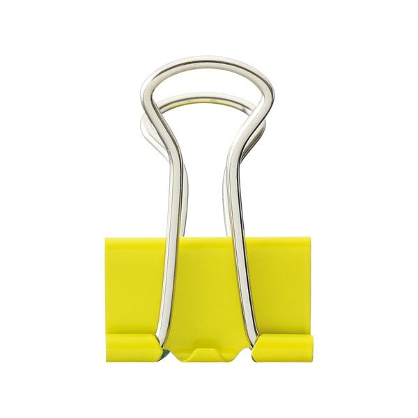 （まとめ）TANOSEE ダブルクリップ 中 口幅25mm イエロー 1箱（10個） [x100]