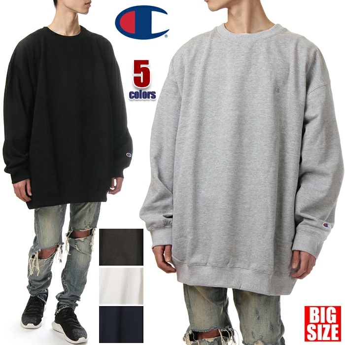 チャンピオン トレーナー メンズ 大きいサイズ USAモデル CHAMPION スウェット 裏起毛 クルーネック かぶり ブランド 胸 袖 ロゴ 無地 ゆったり 大きめ ビッグシルエット ビッグサイズ