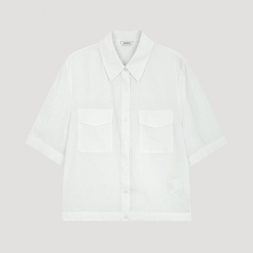 (シスミス) リネンフラップクロップシャツ_SWWSTO22010_WH