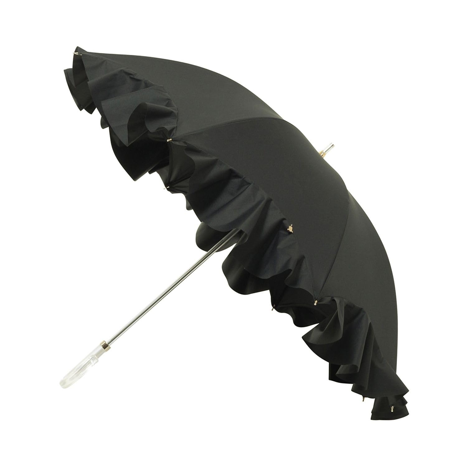 ムーンバット 【ランバン オン ブルー】 日傘 長傘 レディース 晴雨兼用 一級遮光 遮熱 UV フレアフリル 22-084-12082-06 ブラック