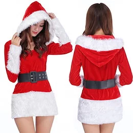 サンタコスプレ クリスマス クリスマス衣装制服誘惑セクシースーツクリスマスコスプレ祭り衣装は白黒2色 レディース