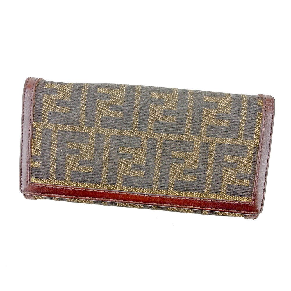 長財布 財布 ファスナー付き ズッカ ブラック ブラウン系 中古