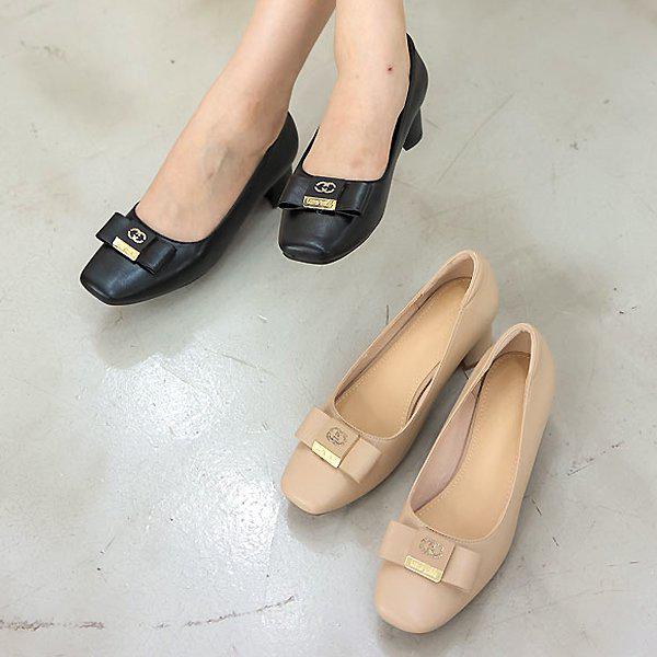 シューズ リボン 太ヒール 女性 レディース 靴 パンプス ヒール フォーマル 5.5cm sms 773_P375530350