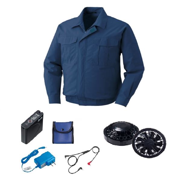 KU90550 空調服 綿薄手 FAN2200B/LISUPER1セット ダークブルー 5L