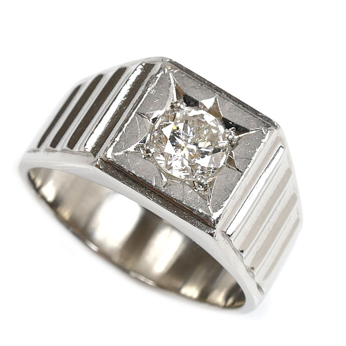 Pt900プラチナ リング・指輪 ダイヤモンド0.93ct 24.5号 24.2g メンズ 中古
