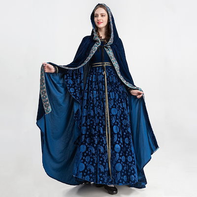 中世 復古 欧米 対外貿易 レースつぎて ラッパスリーブ 中世ワンピース 宮廷のイブニングドレス