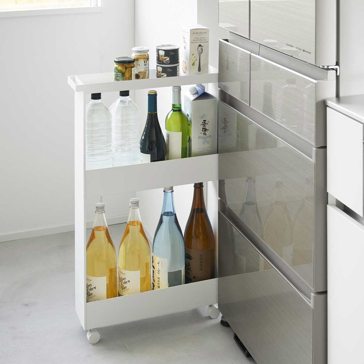 スリムワゴン 山崎実業 tower タワー キャスター付きスリムワゴン 3段 1804 ホワイト