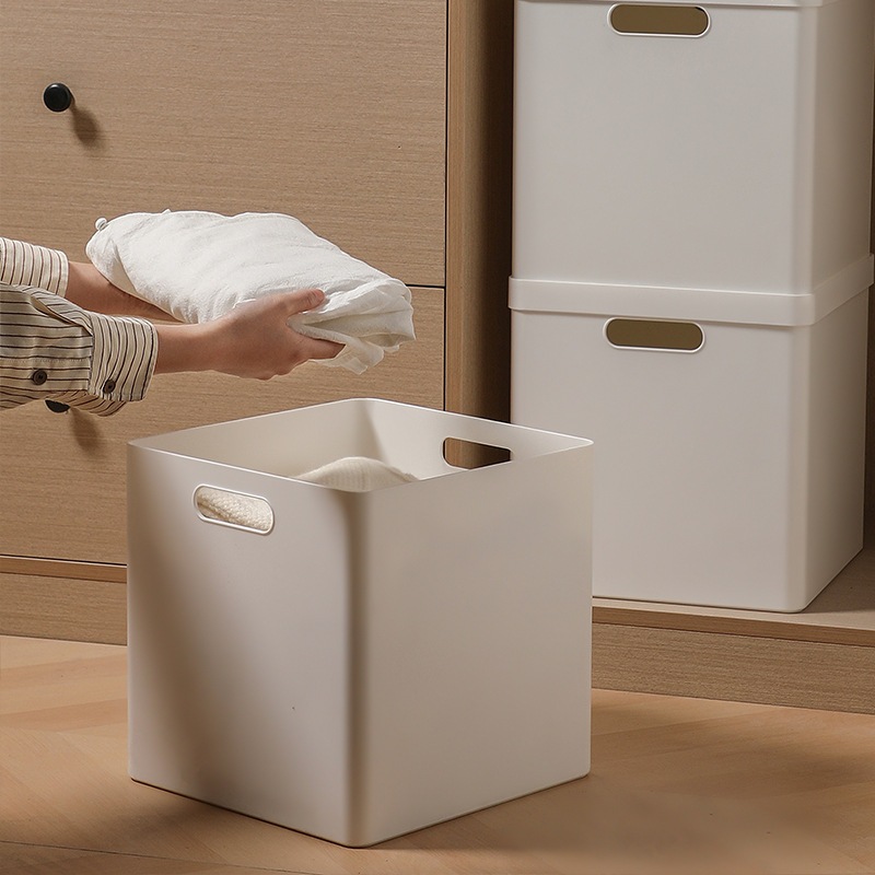 和風角型収納ボックス 蓋付き プラスチック製収納ボックス 厚みのあるスナックおもちゃ 衣類用大型直角収納ボックス