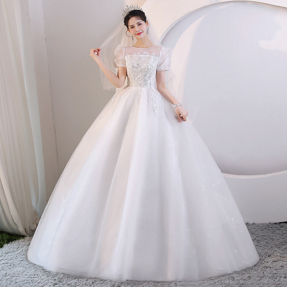 軽いウェディングドレス 2024 夏ブライダルガール小さなシンプルな結婚式の写真撮影に出かける