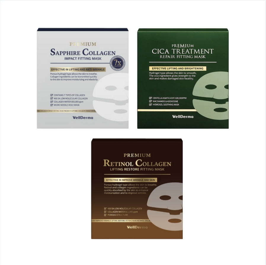 ウェルダーマ フィッティングマスク 1箱（サファイアコラーゲン／シカリペア／レチノールコラーゲンから選択）