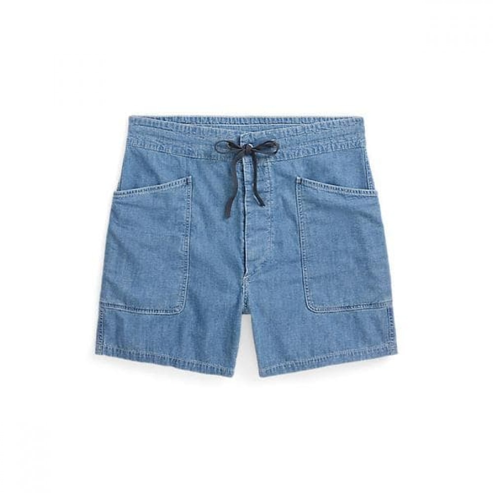 RRL インディゴ コットン リネン シャンブレー ショート (MNRRSHO14G20040410)