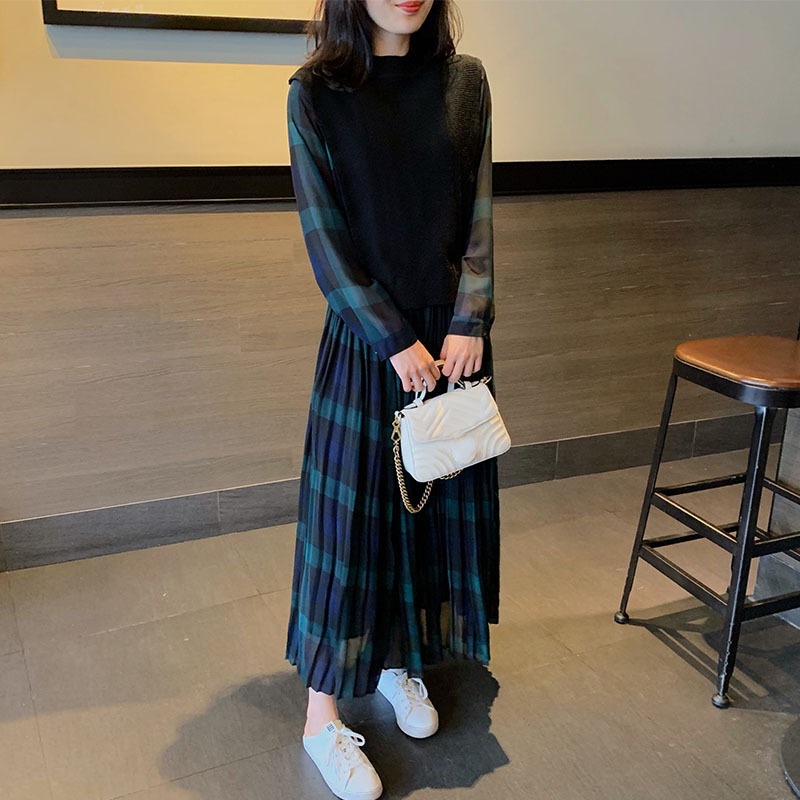 新作 レディース ワンピース ロング ロング丈 袖あり 長袖 ハイネック フレア Iライン 透け感 7,204円