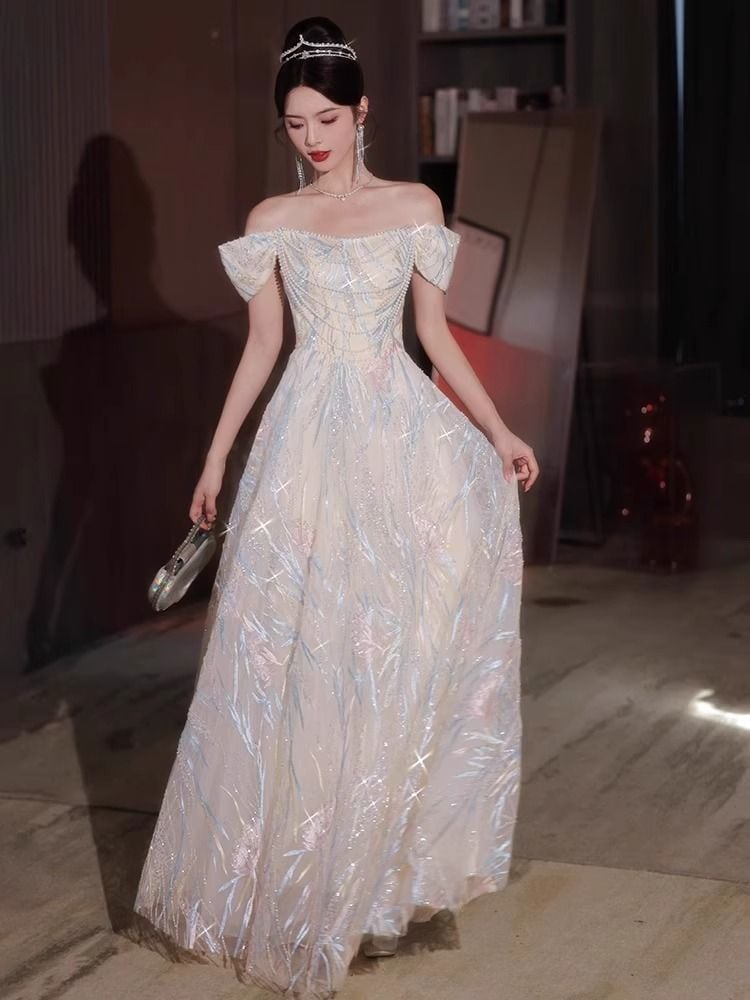 ドレス2025ワンショルダーエンゲージメントスカート気質バースデードレス大人ギフト 6,537円