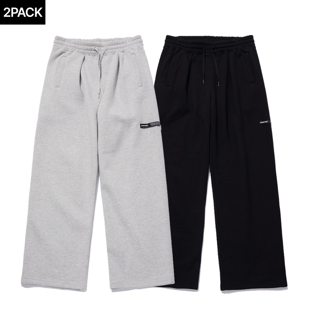 URBANAGE [2PACK] アーバンワンワンワイドパンツ（起毛裏地） (2 Colors)