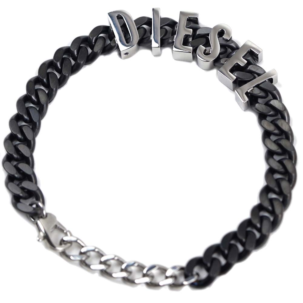 ディーゼル ブレスレット メンズ DIESEL BR D FONT CHN IPB GUNMETAL ガンメタル DX1486060