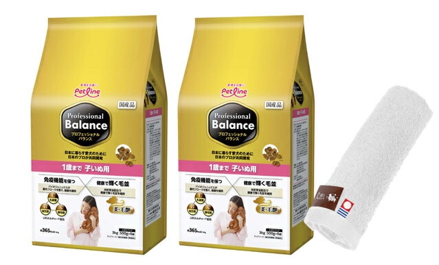 プロフェッショナル バランス １歳まで 子いぬ用 3kg 2個セット 【犬想いオリジナル今治ハンドタオルセット】【タオルカラー ホワイト】