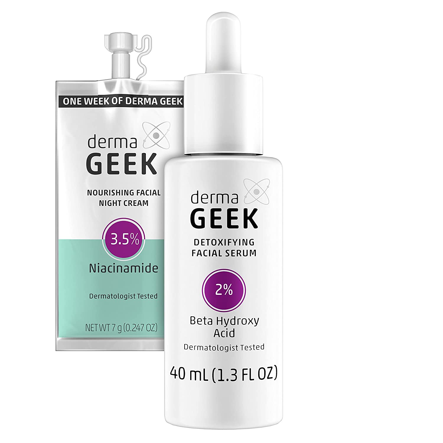 dermaGEEK角質除去&保湿ギフトセットBHA除害フェイスセラム2%1.3FLOZ+3.5%
