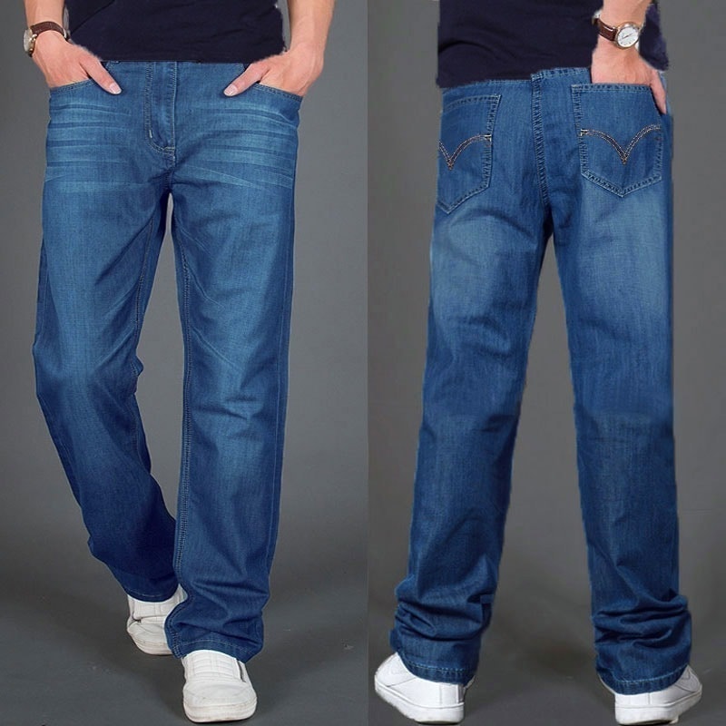 ジーンズメンズモデル秋の厚いセクション緩いと大きな男性のズボlンの大きいサイズ中年太りストレートメンズカジュアルパンツ