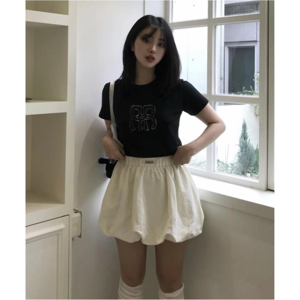 ROCKCAKE Nylon Shirred Balloon Skirt Ivory RC24SK02600I