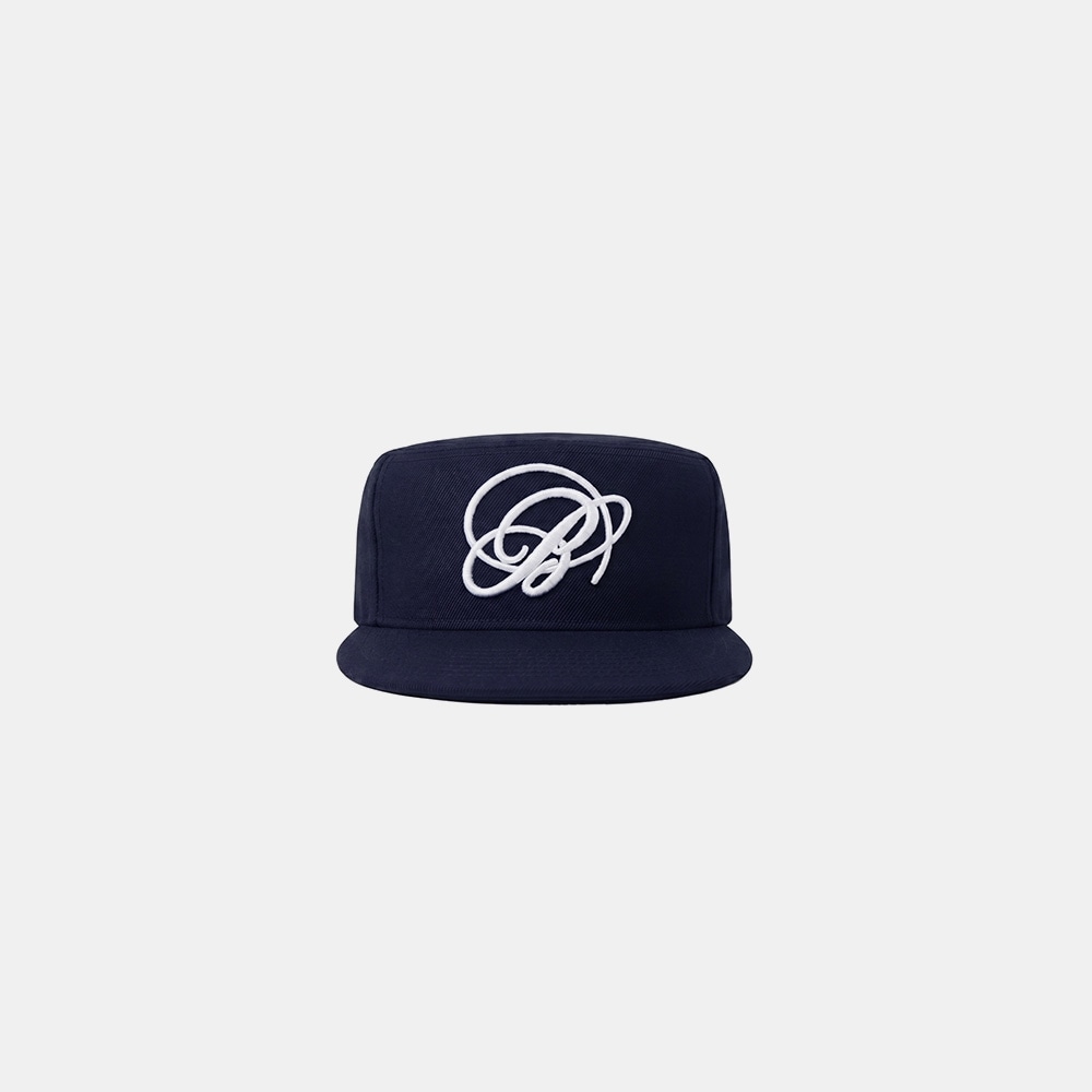 バッドブラッド w-hat26-007 ビッグ B ロゴピルボックスキャップ-ネイビー