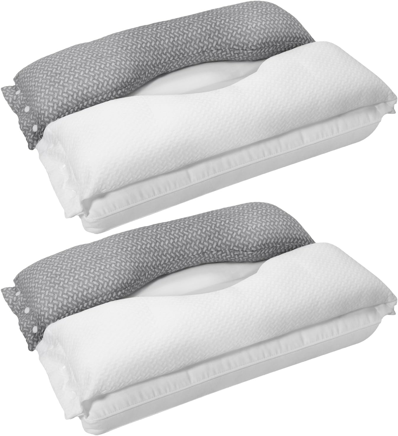 【2個セット】Juliyas 枕 首が痛くならない 人気 まくら 安眠枕【二層構造耳と後頭部の凹型中空設計】低反発 高反発 抱き枕 いびき防止 首や肩の負担にならない 立体構造40x60cm 6/1