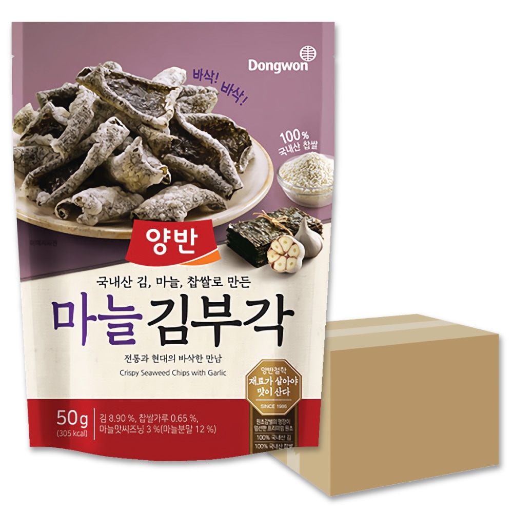 ヤンバン キムブガク (のり天) ガーリック味 50g 16袋セット / 韓国海苔 韓国食品 東遠ジャパン ドンウォン 両班 ニンニク キムプガク