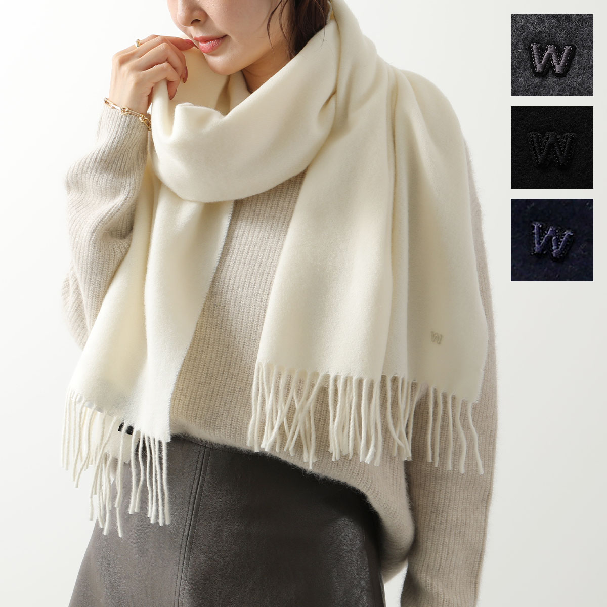 WEEKEND MAX MARA ウィークエンド マックスマーラ マフラー SCOGLIO スコーリオ レディース ストール フリンジ ロゴ刺繍 ウール カラー4色
