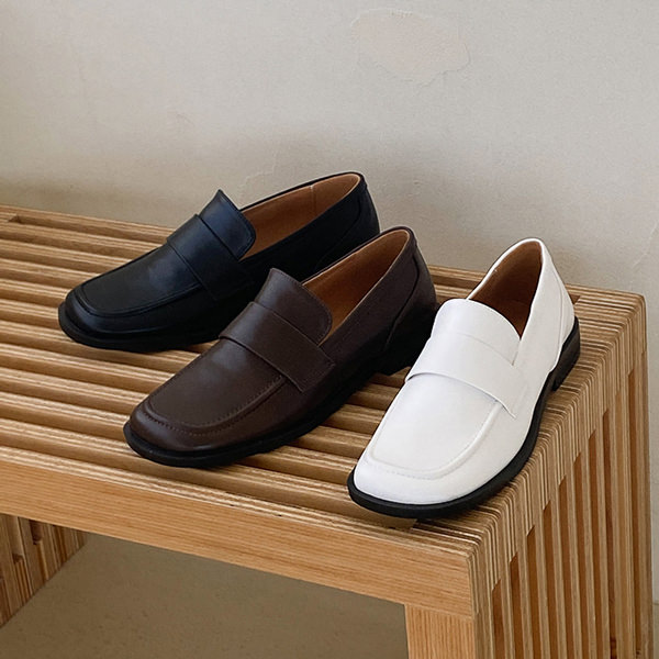 ローファー スクエアトゥ フラット レディース ローヒール