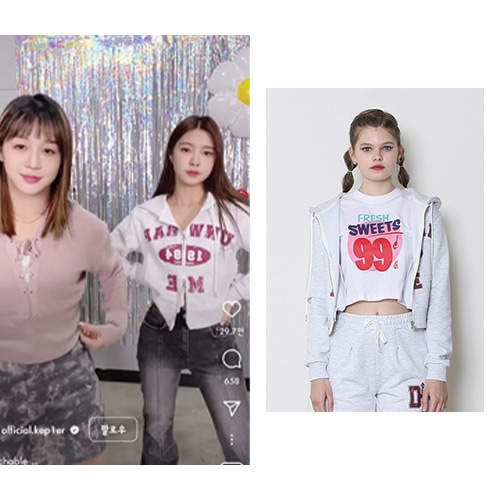 [Kep1er キムダヨン 着用] プリンティング フードジップアップ (setup top) 韓国ファッション 韓国人気ブランド 大学生ファッション