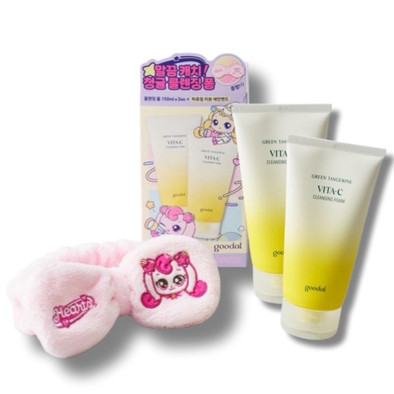 [1+1] ティーニッピング コラボ エディション 青みかん ビタC クレンジングフォーム 150ml+150ml+GIFT ハチューピング リボン 洗顔バンド 贈呈