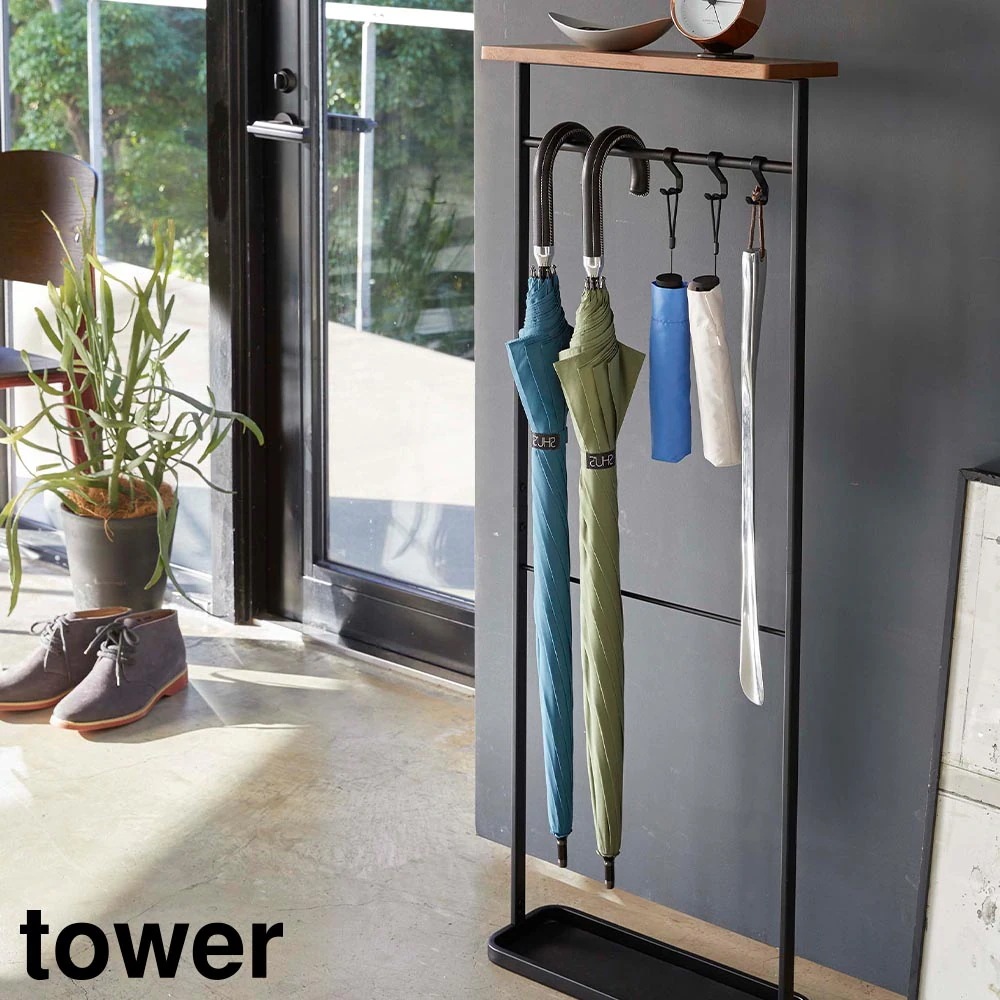 天板付き引っ掛け傘立て タワー 山崎実業 tower ホワイト ブラック 4970 4971 アンブレラスタンド yamazaki タワーシリーズ