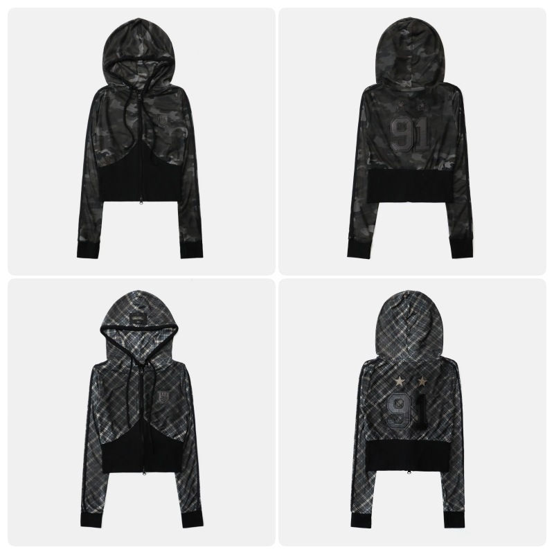 【BADBLOOD】 VINTAGE CLUB SLIM-FIT HOOD ZIP-UP : BLACK CAMO