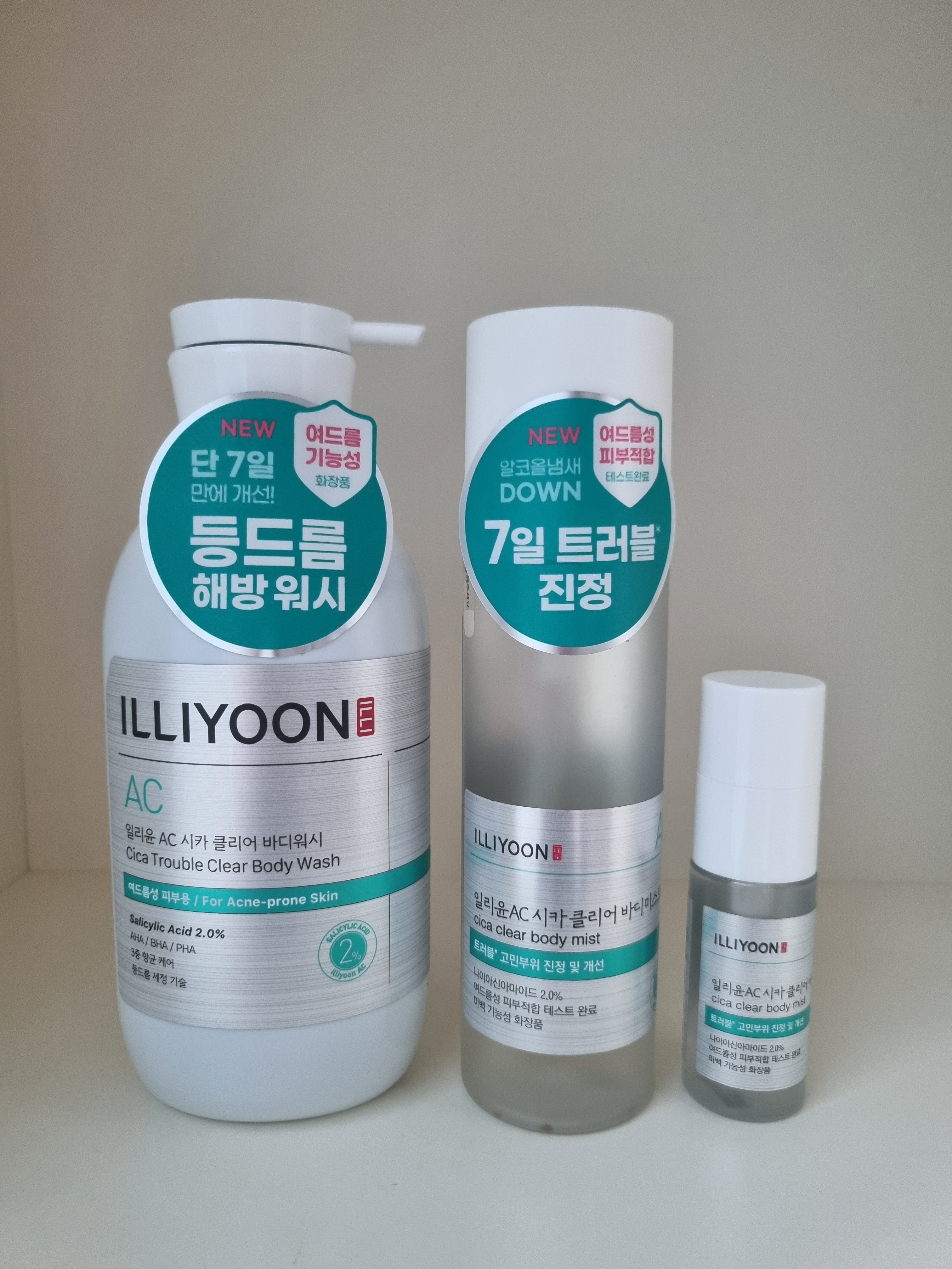 アクネ クリア3点セット ボディウォッシュ 400ml + シカミスト 200ml + ポータブル 30ml / ボディトラブル 背中ニキビ 敏感肌 ニキビケア 韓国コスメ