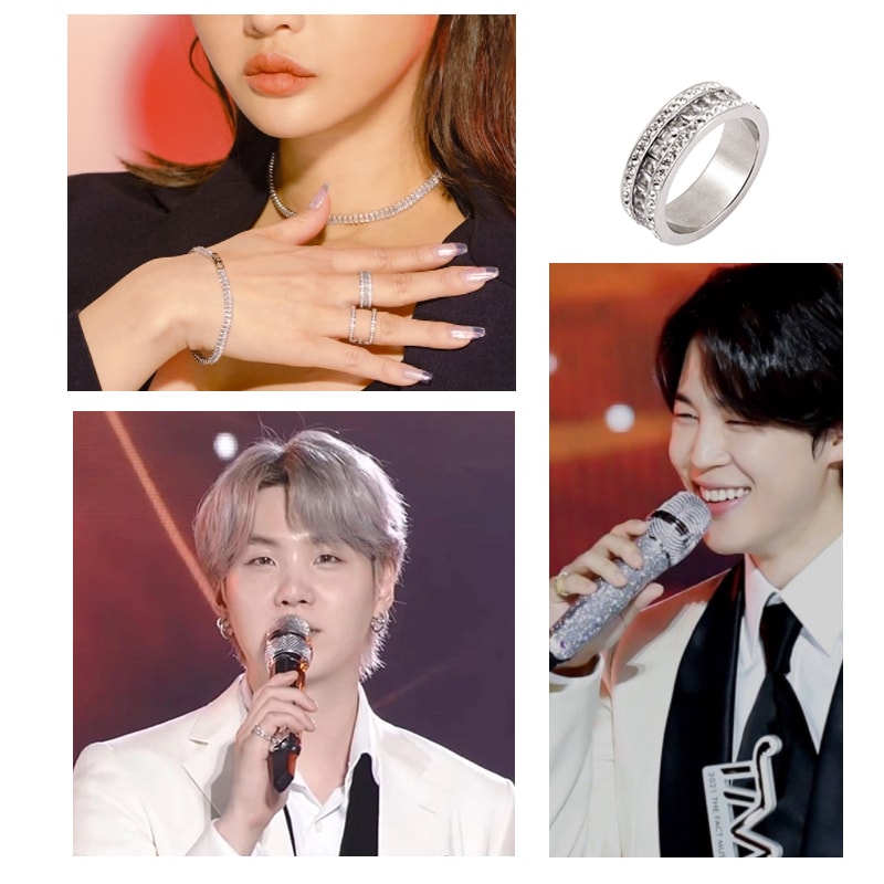 PASION BTS SUGA　JIMIN着用グレイストーンリングBTSフォトカード付き