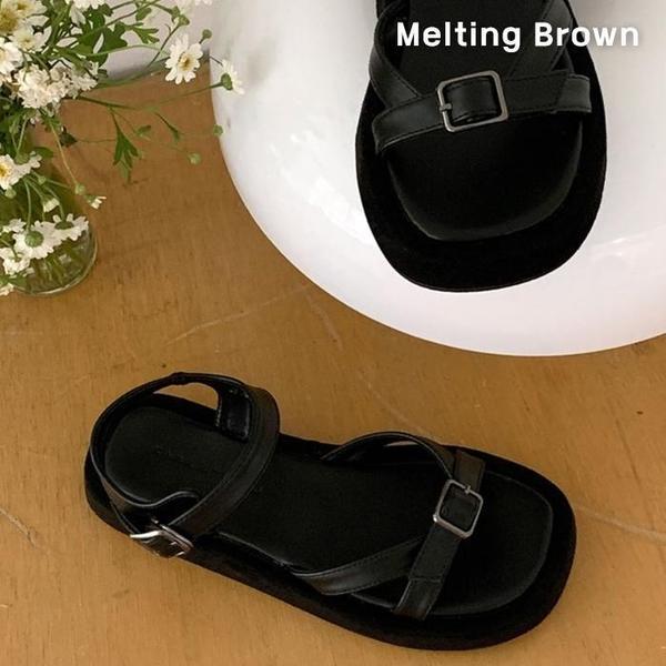 女性カジュアルデイリーバックルプラットフォームサンダル 3cm
