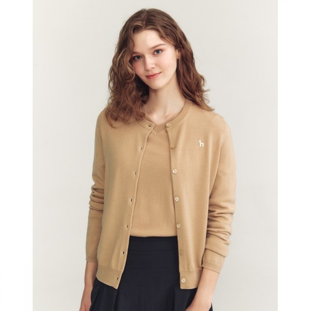 (ヘッジスレディース) 24FW ラウンドネックカーディガンベージュ HSSW4CC75I2