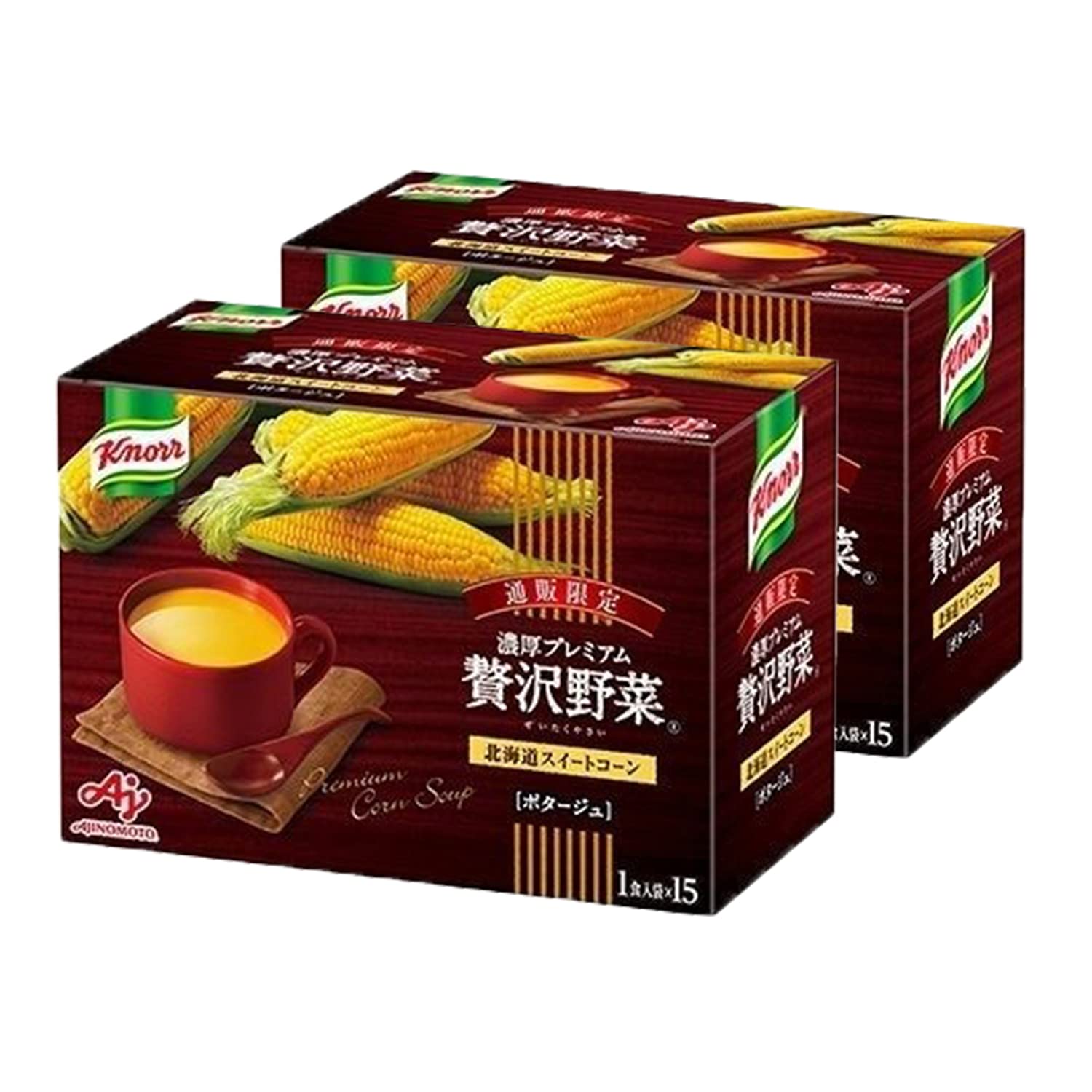 味の素 クノール 濃厚プレミアム 贅沢野菜 (北海道スイートコーン) とろーり濃厚 スープ/カップスープ/コーンスープ/クノールスープ (インスタントスープ / 15袋入り 2箱セット)