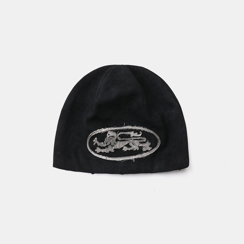 Badblood ライオンパッチビーニー - ウォッシュドブラック w-hat25-010