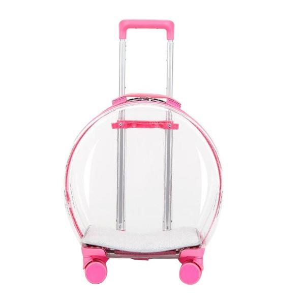 ポータトロリーケースキャリア猫の泡ペットバッグボックス防水ハンドバッグ小型犬と猫用 ピンク