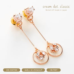 【ゆうパケットOK】outlet 18金ポスト 日本製 ピアス 金属アレルギー ニッケルフリー 24kコーティング シリコンガード レディース ブランド 揺れる キュービックジルコニア パヴェ 大人