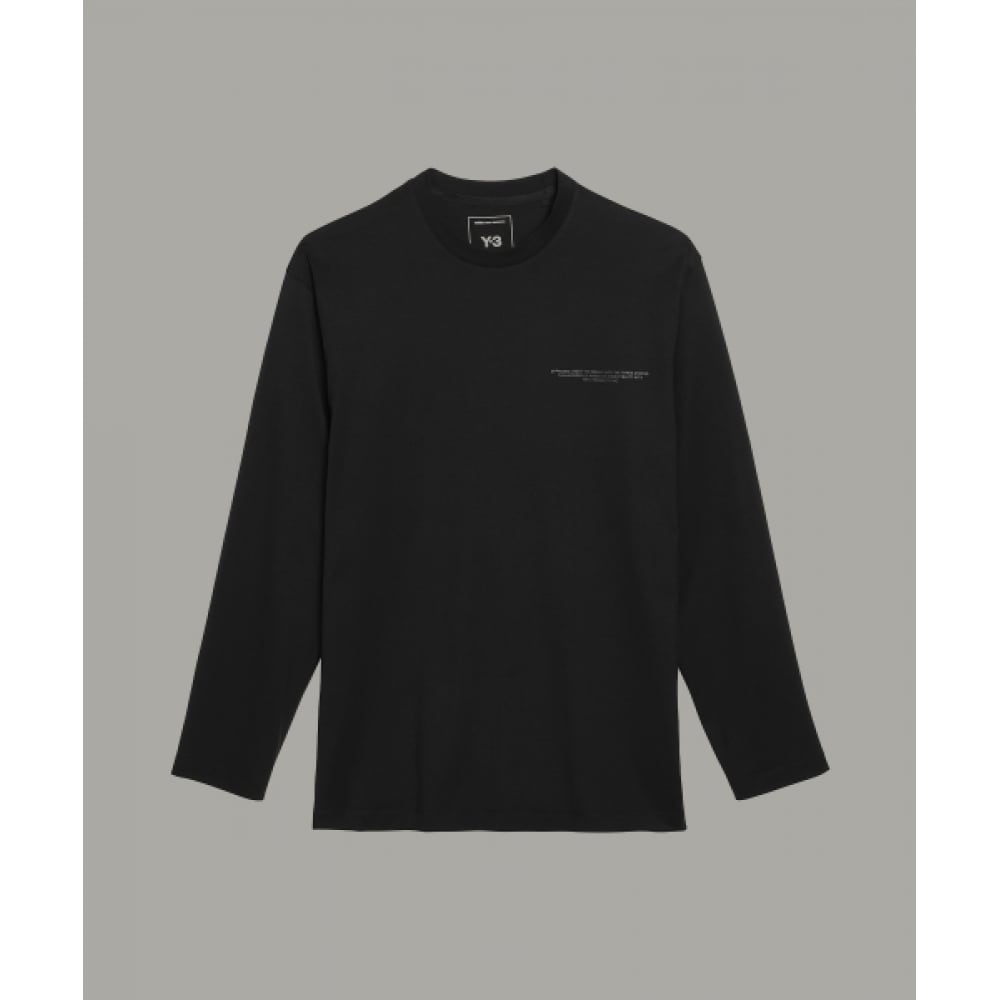 Y-3 (U) ロゴロングスリーブ T シャツブラックロゴ LS ティーブラック