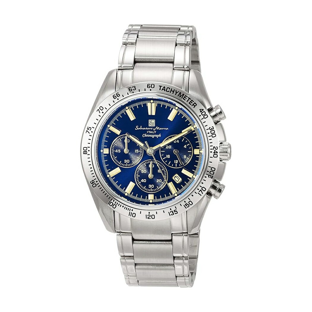 [Salvatore Marra] サルバトーレマーラ 腕時計 SM18106-SSBLSV メンズ シルバー ブルー クロノグラフ カラーガラス 5気圧防水