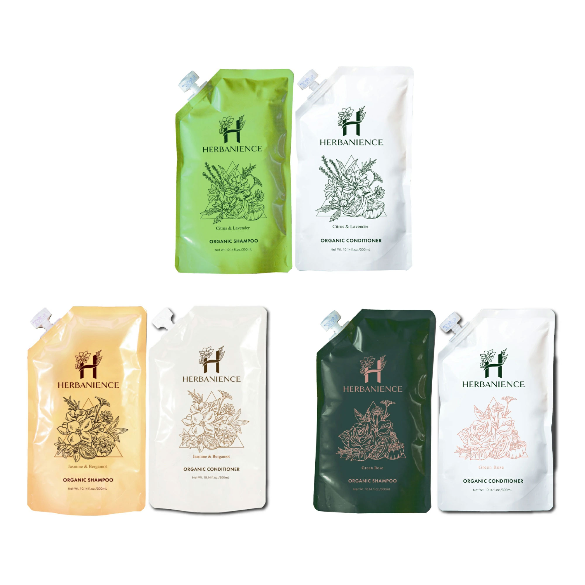 【SNSで話題】 HE　ハーバニエンス　シャンプーコンディショナー 詰め替えセット オーガニック 高保湿 ツヤ髪ケア