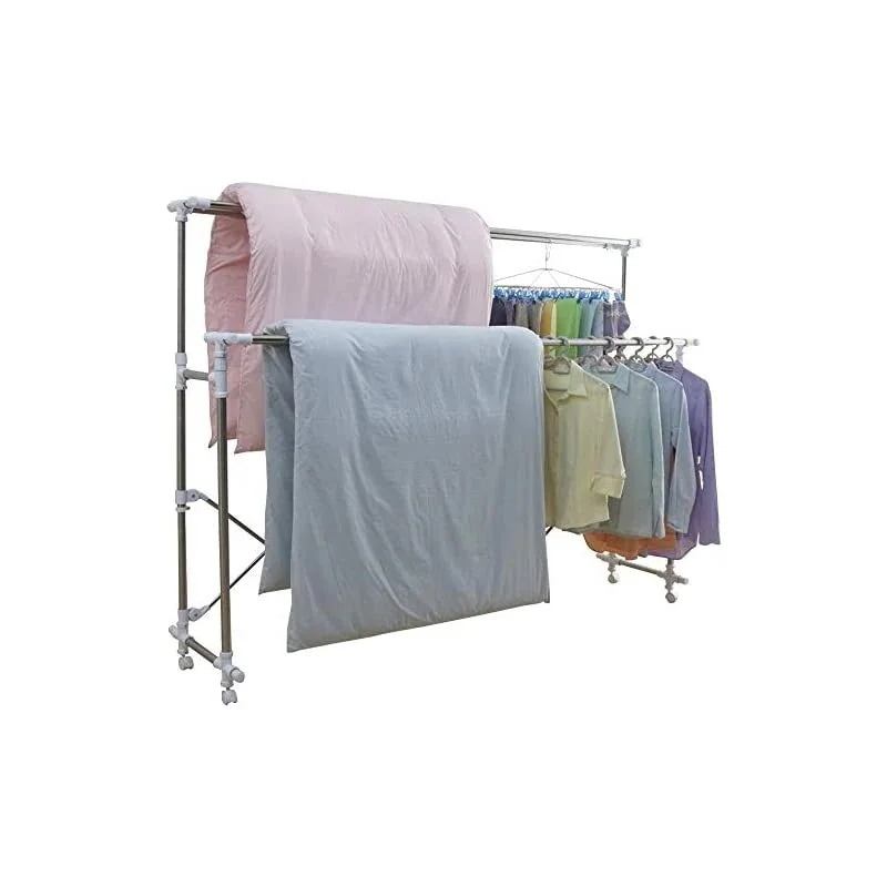 即納アイリスオーヤマ 洗濯物干し 布団干し 多機能物干し 約6人用 伸縮タイプ キャスター付き 折りたためる 幅10 H-FTM00