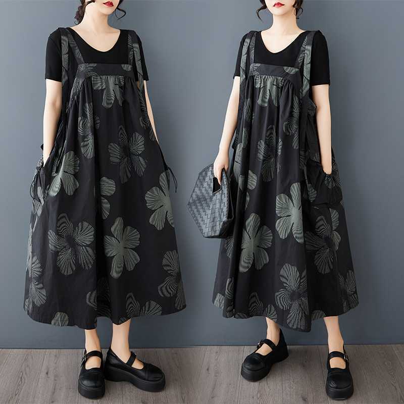 花柄 サロペットスカート メガ割 「ファットガール」 レディース 大きいサイズ 体型カバー キャミワンピース