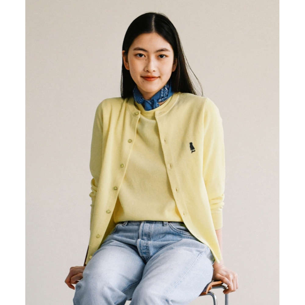 エールレディースコンフォートクールニットカーディガンライムイエロー