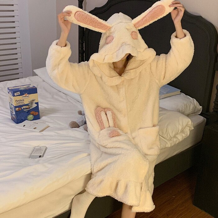 ふわふわ モコモコ もこもこ 厚手 フリース ルームウェア パジャマ 部屋着 寝巻き 着ぐるみ 前ボタン 前あき カーディガン 長袖 フード付き フーディ ワンピース ロングワンピース 4