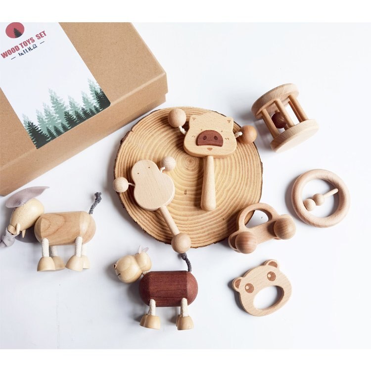 Qoo10] 木製 天然 ガラガラ 赤ちゃんのおもちゃ おもちゃ・知育